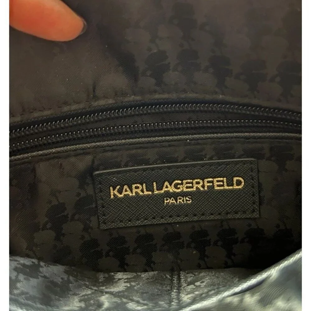 Karl Lagerfeld Black Saffiano Faux Leather Crossbody Sling Camera Bag Women’s